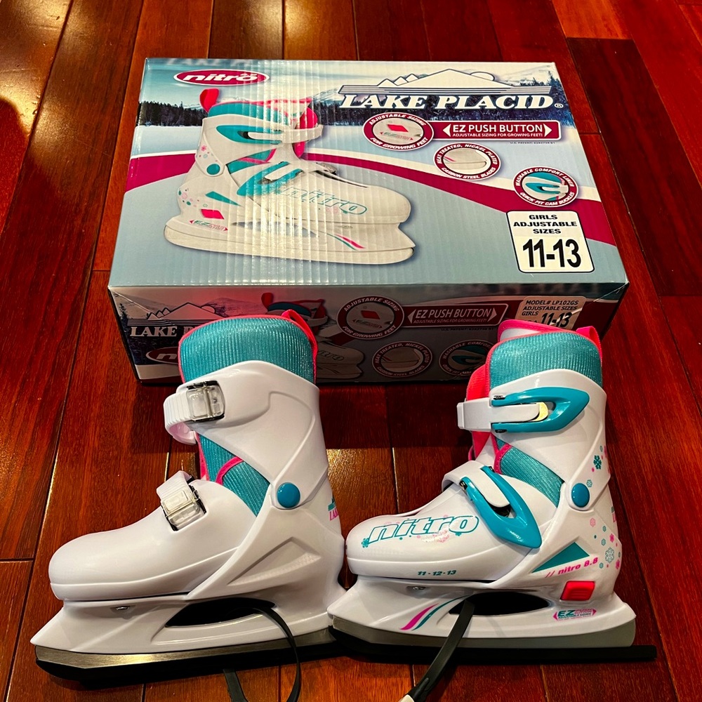 Brand new in box Lake Placid Nitro adjustable ice skates size 11-13